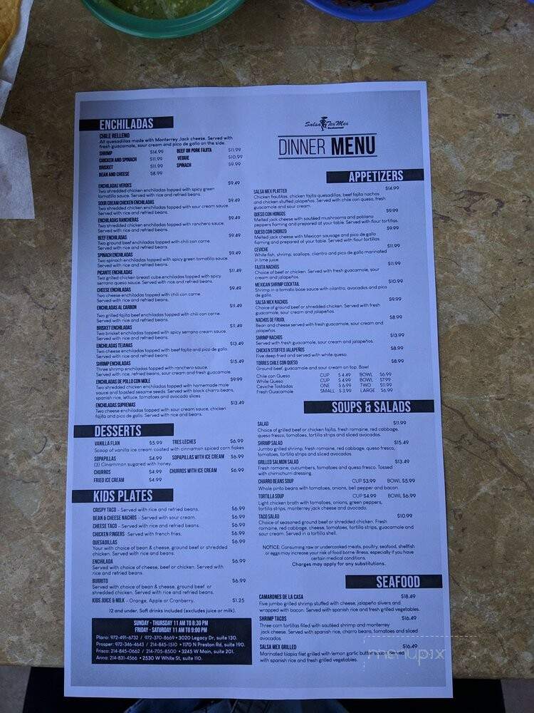 Salsa Tex Mex - Anna, TX menu_pic
