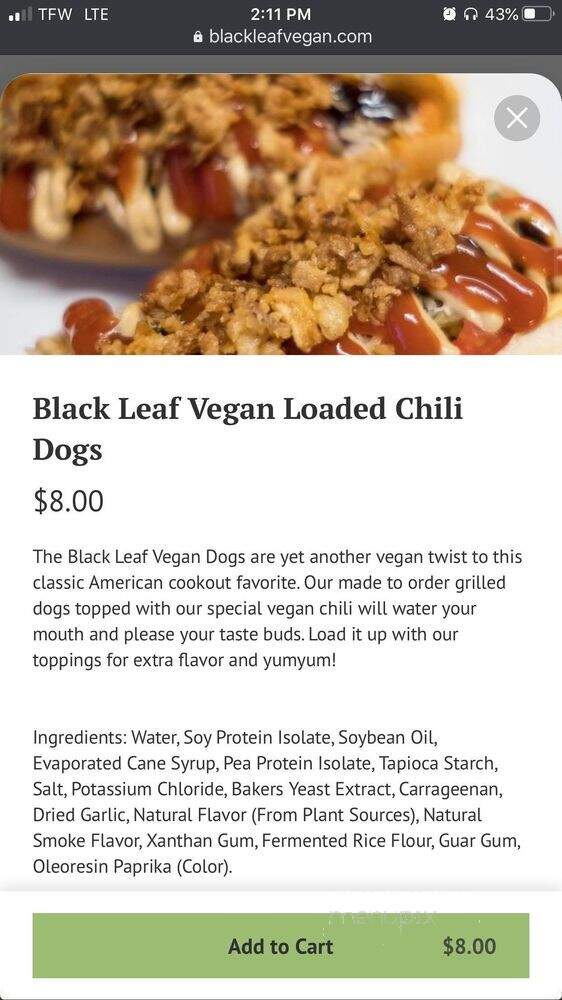 Black Leaf Vegan Cafe - Indianapolis, IN menu_pic