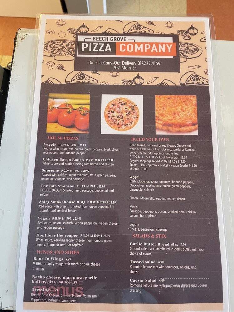 Beech Grove Pizza Company - Beech Grove, IN menu_pic