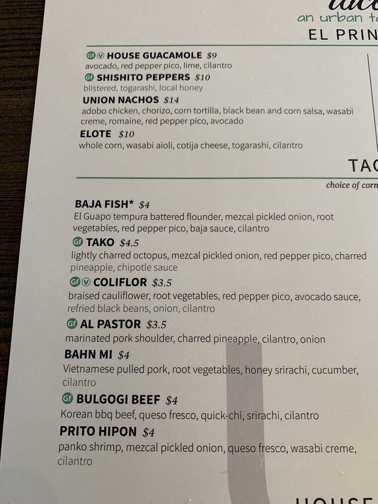 Union Taco - Norfolk, VA menu_pic