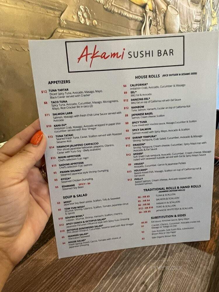Akami Sushi Bar - Apex, NC menu_pic