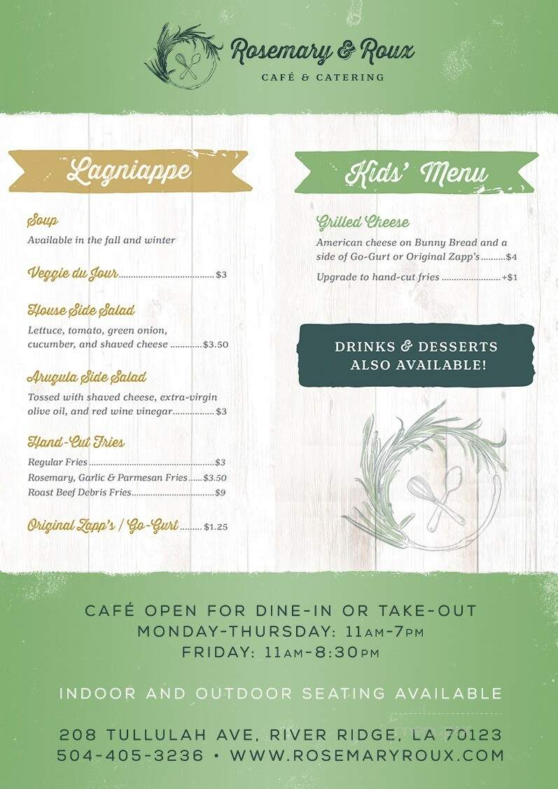 Rosemary & Roux - River Ridge, LA menu_pic