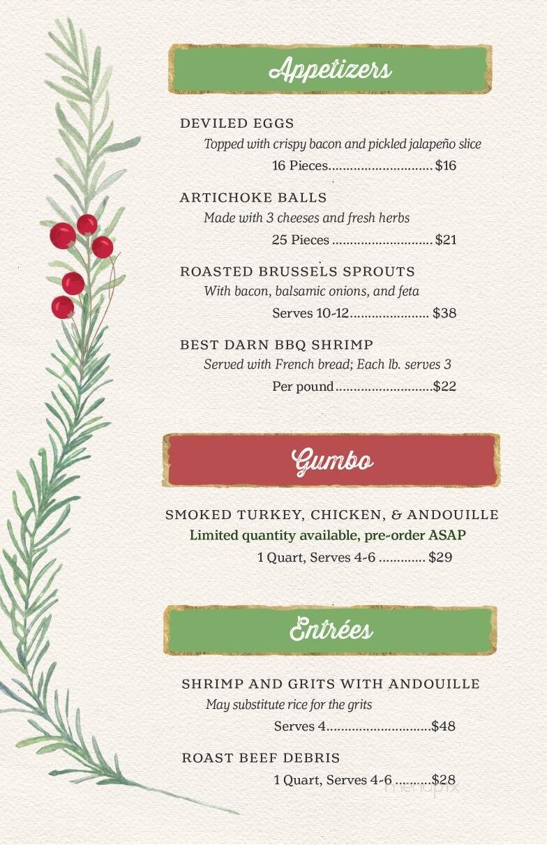 Rosemary & Roux - River Ridge, LA menu_pic
