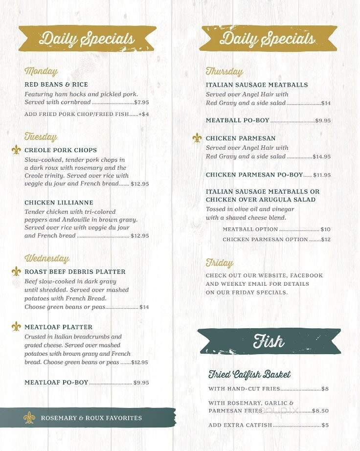 Rosemary & Roux - River Ridge, LA menu_pic