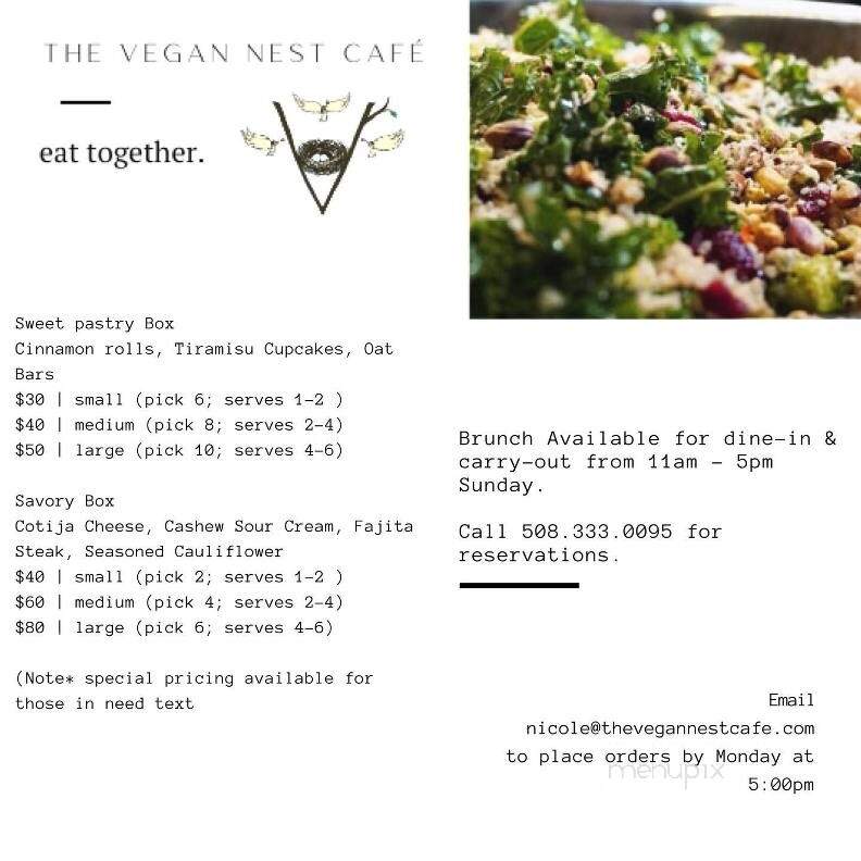 The Vegan Nest Cafe - Clinton, MA menu_pic