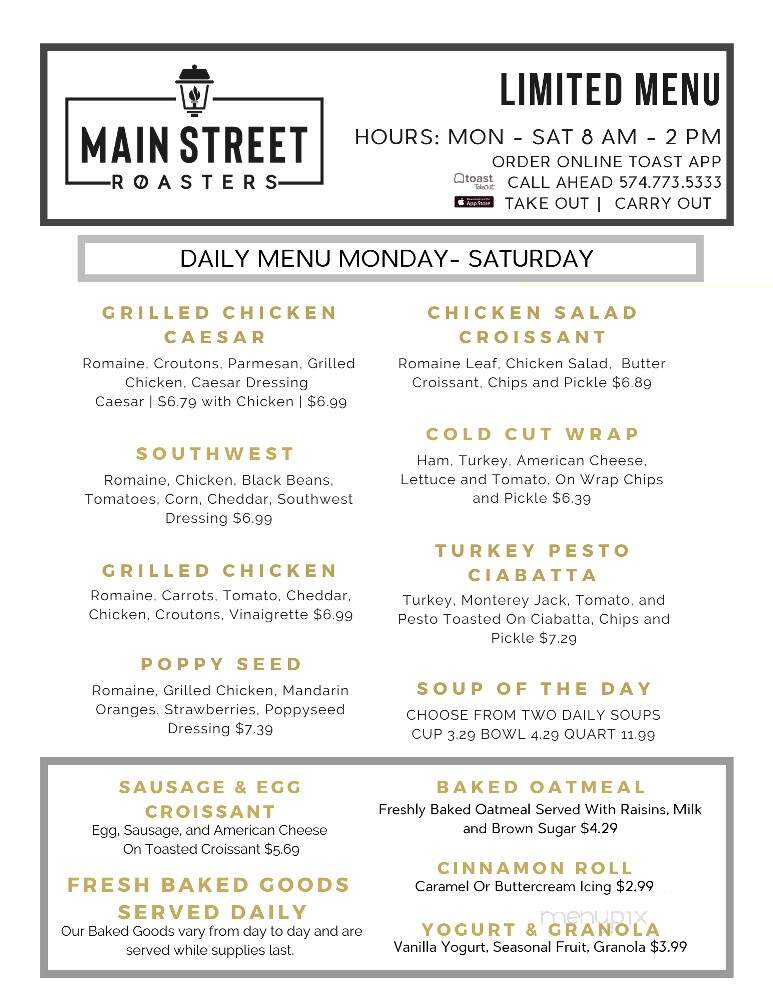 Main St Coffee House - Nappanee, IN menu_pic