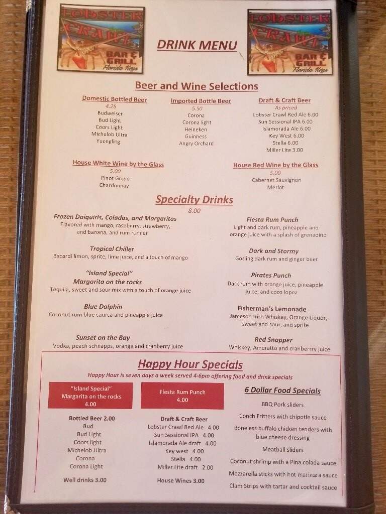 Lobster Crawl Bar & Grill - Layton, FL menu_pic