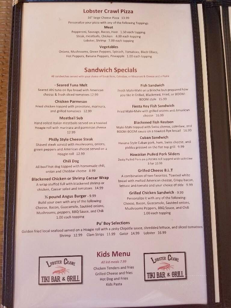 Lobster Crawl Bar & Grill - Layton, FL menu_pic