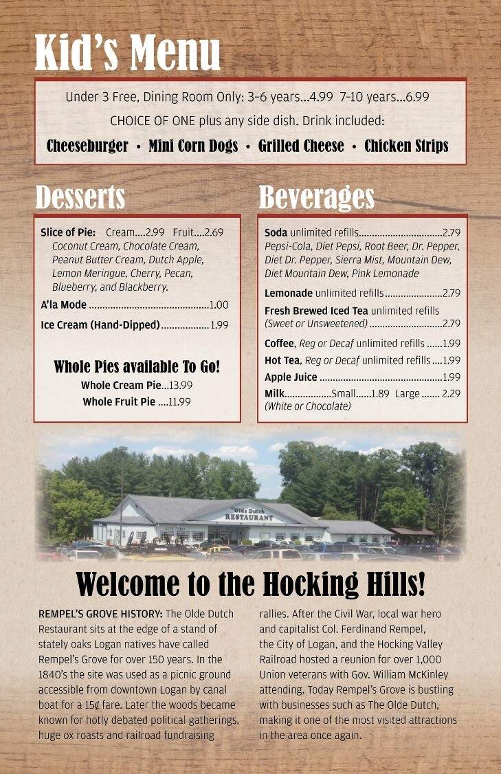 Olde Dutch Restaurant - Logan, OH menu_pic