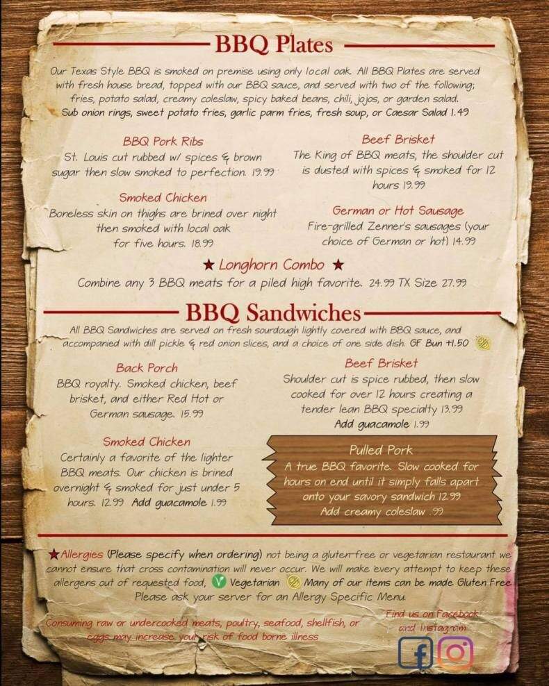 Back Porch BBQ - Jacksonville, OR menu_pic