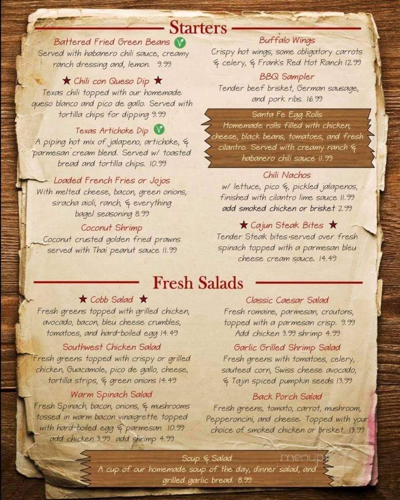 Back Porch BBQ - Jacksonville, OR menu_pic