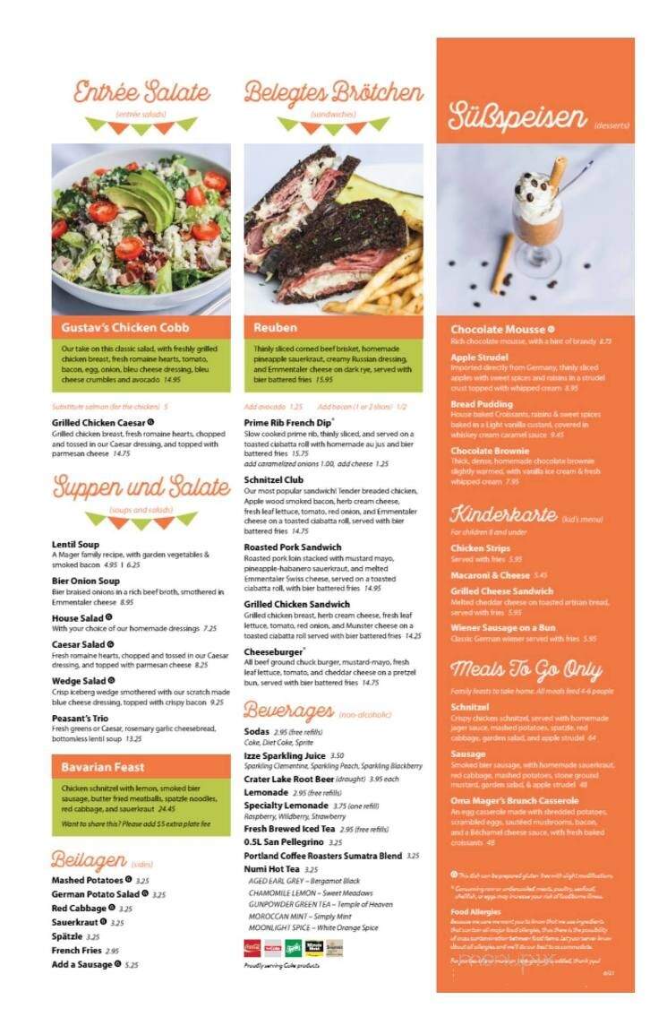 Menu of Gustav's German Pub & Grill in Clackamas, OR 97015