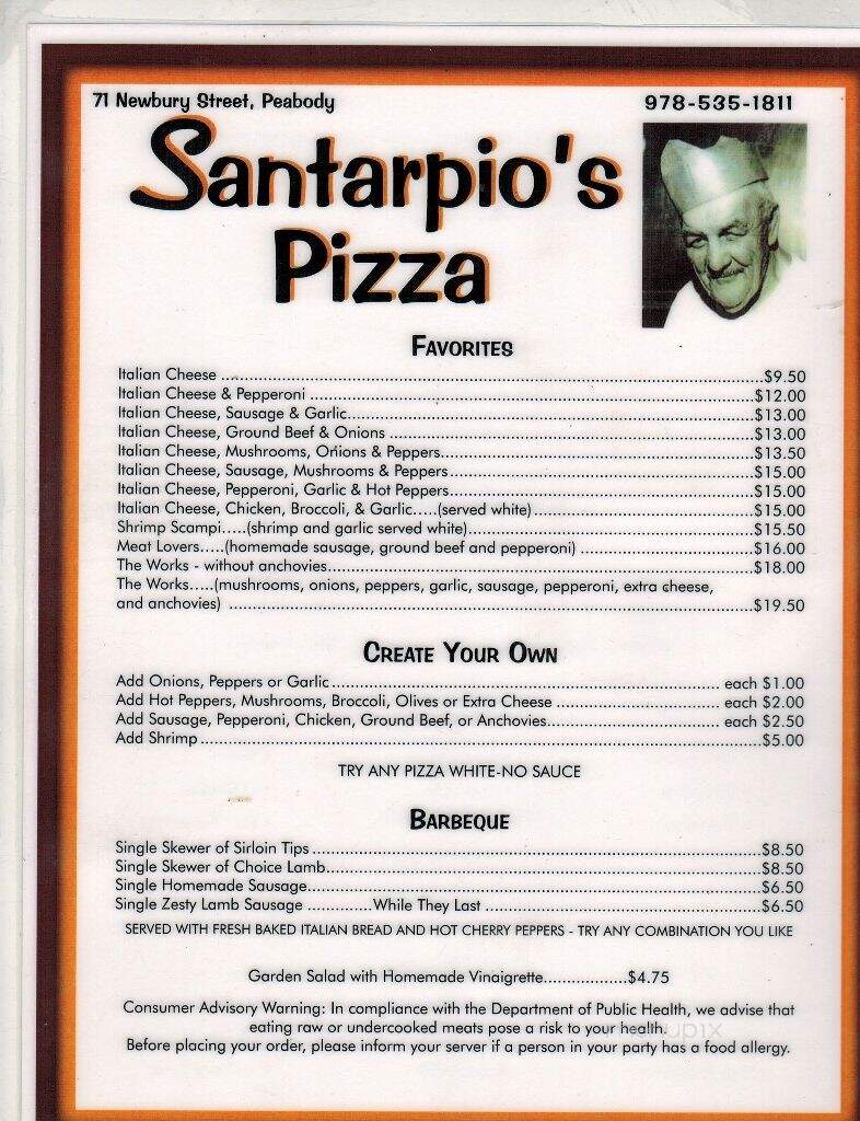 Santarpio's Pizza - Peabody, MA menu_pic