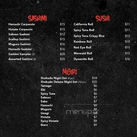 Shokudo Japanese Restaurant - Honolulu, HI menu_pic