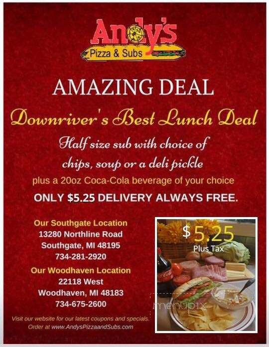 Andy's Pizza & Subs - Southgate, MI menu_pic