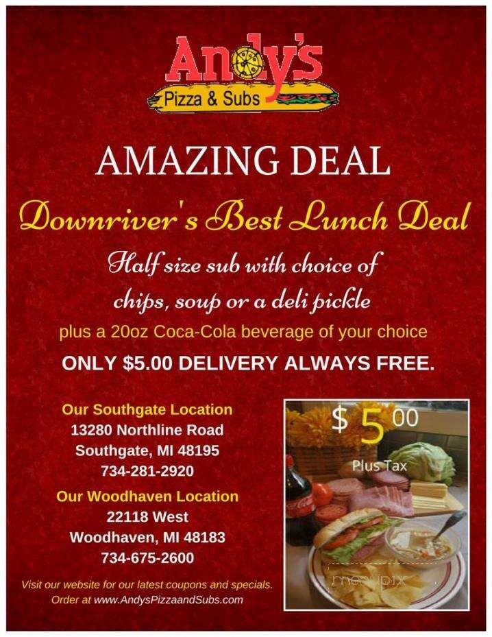 Andy's Pizza & Subs - Southgate, MI menu_pic