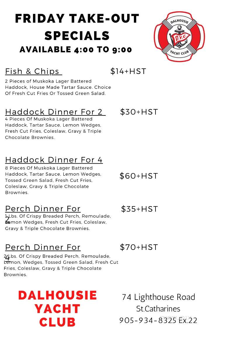 Dalhousie Yacht Club - Saint Catharines, ON menu_pic