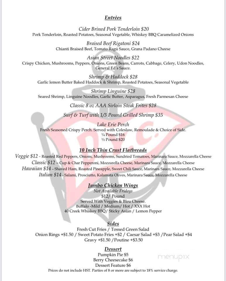 Dalhousie Yacht Club - Saint Catharines, ON menu_pic