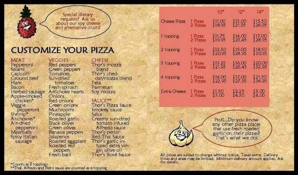 Thor's Pizza - Nelson, BC menu_pic