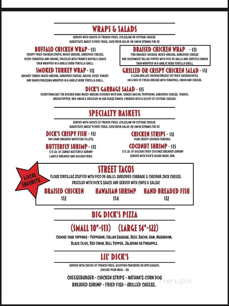Big Dick's Halfway Inn - Gravois Mills, MO menu_pic
