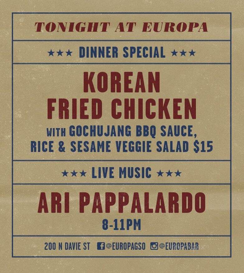 Cafe Europa - Greensboro, NC menu_pic