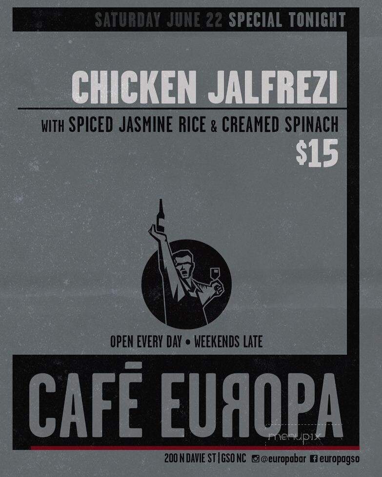 Cafe Europa - Greensboro, NC menu_pic