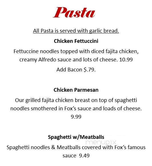 Fox's Pizza Den - Seneca, PA menu_pic
