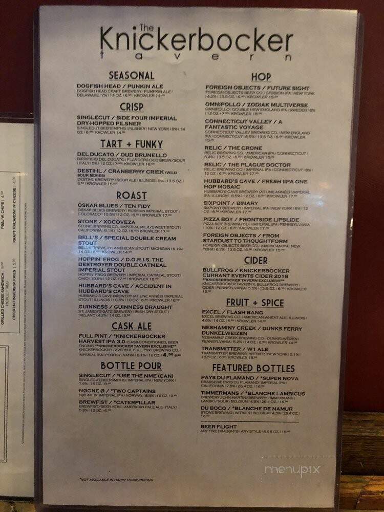 Knickerbocker Tavern - Altoona, PA menu_pic