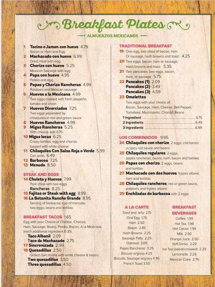 El Rancho Grande Restaurant - San Juan, TX menu_pic