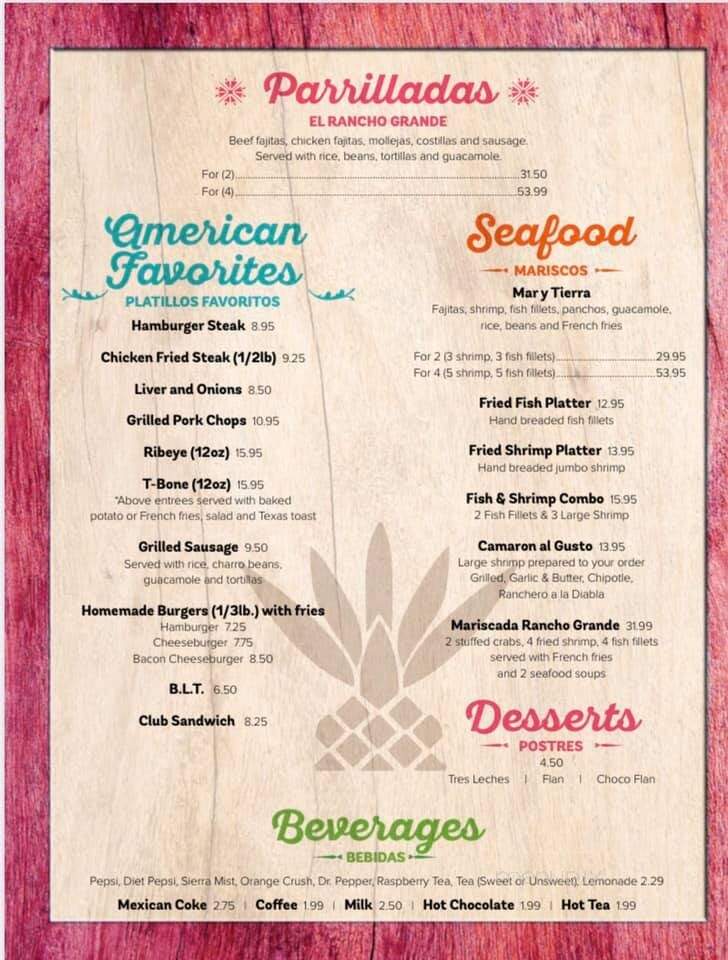 El Rancho Grande Restaurant - San Juan, TX menu_pic