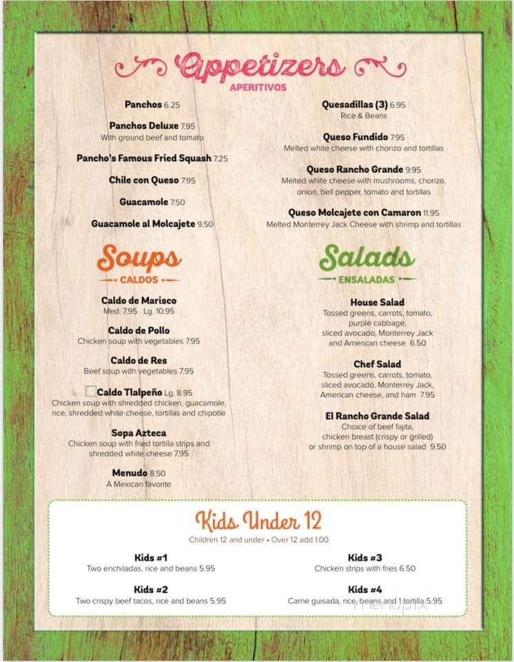 El Rancho Grande Restaurant - San Juan, TX menu_pic