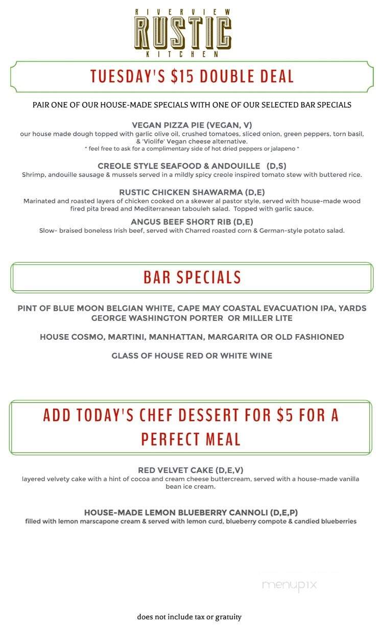 Riverview Restaurant & Bar - Burlington, NJ menu_pic