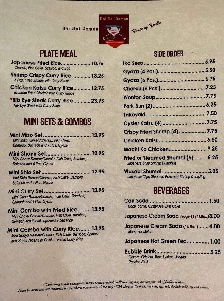 Rai Rai Ramen - Mount Laurel Township, NJ menu_pic