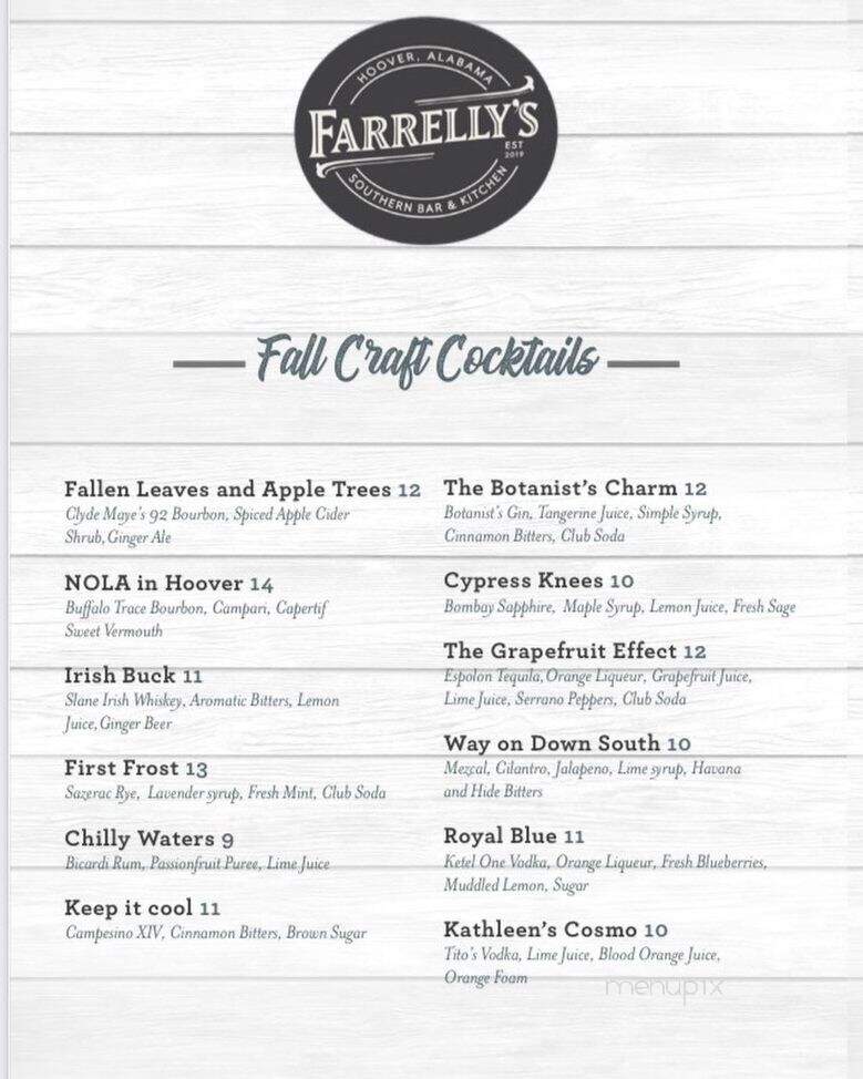 Farrelly's Southern Bar & Kitchen - Hoover, AL menu_pic