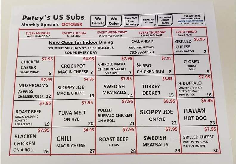 Petey's U.S. SUBS - Point Pleasant, NJ menu_pic