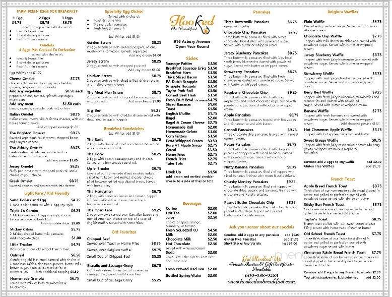 Hooked on Breakfast - Ocean City, NJ menu_pic