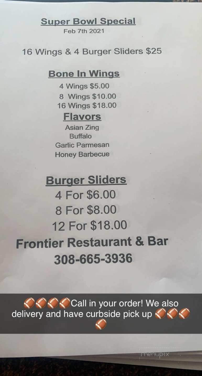 Frontier Restaurant & Bar - Crawford, NE menu_pic
