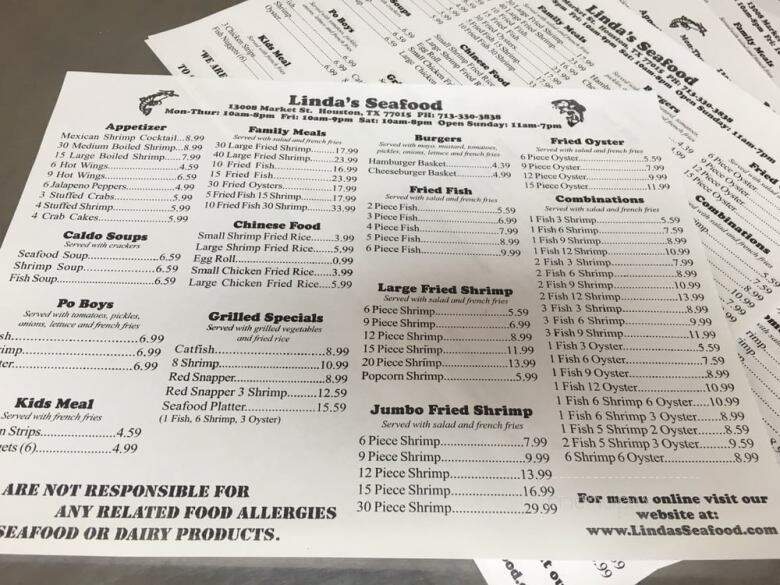 Linda's Seafood - Houston, TX menu_pic