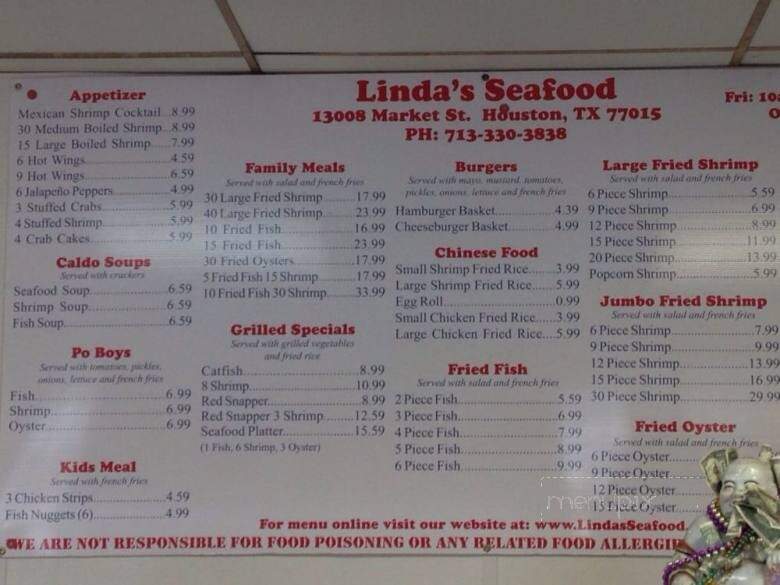 Linda's Seafood - Houston, TX menu_pic