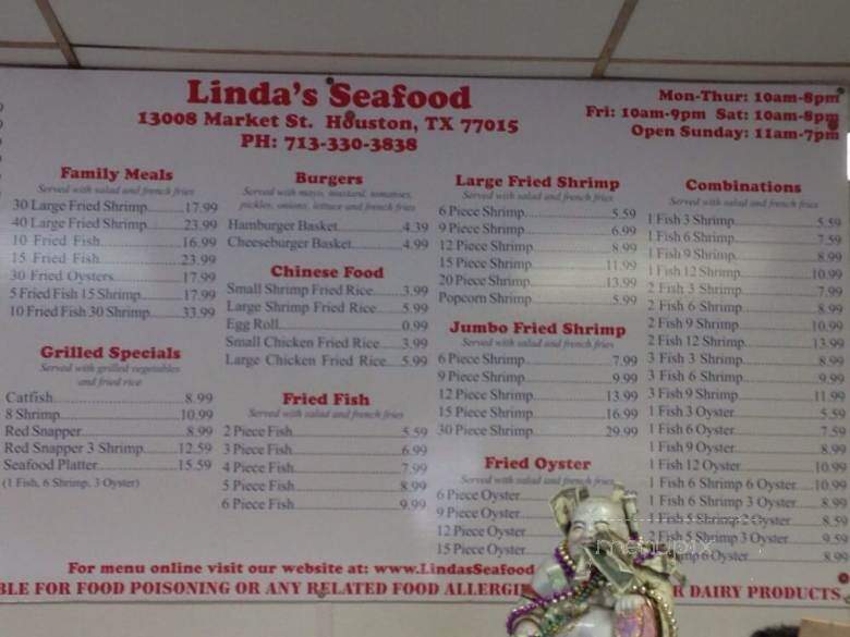 Linda's Seafood - Houston, TX menu_pic