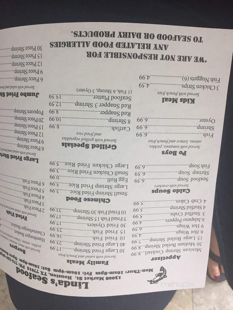 Linda's Seafood - Houston, TX menu_pic