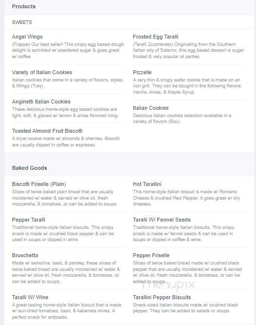 Gina Marie Bakery - Waterbury, CT menu_pic