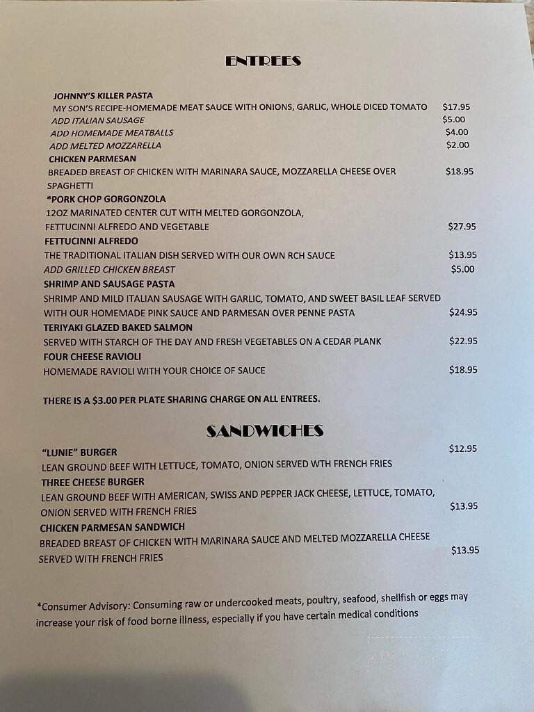 Luna Del Sol - Lake Lure, NC menu_pic