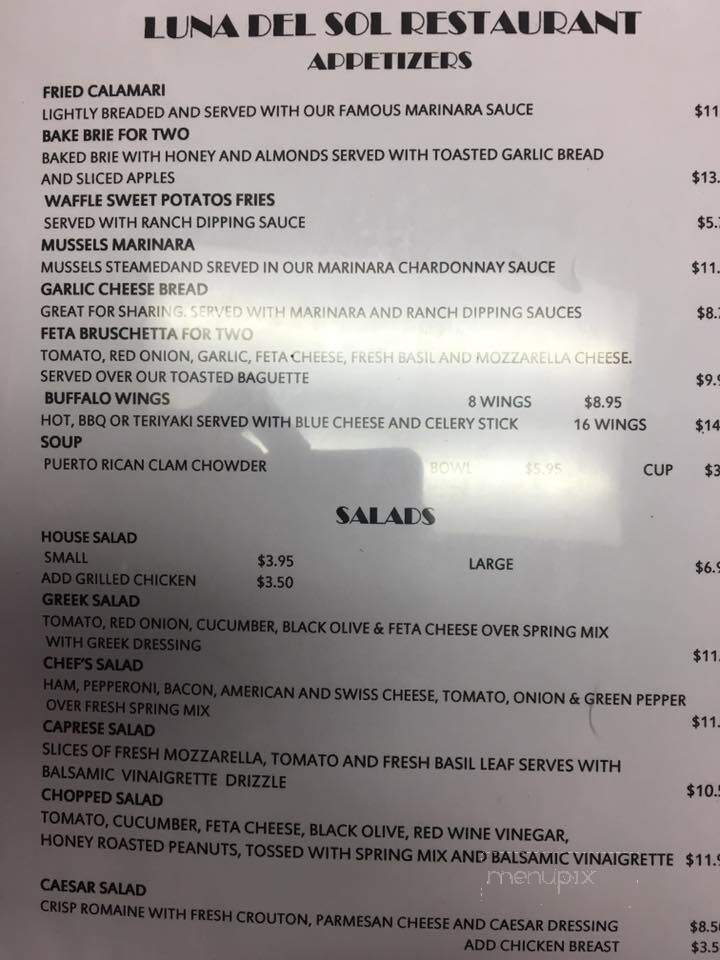 Luna Del Sol - Lake Lure, NC menu_pic