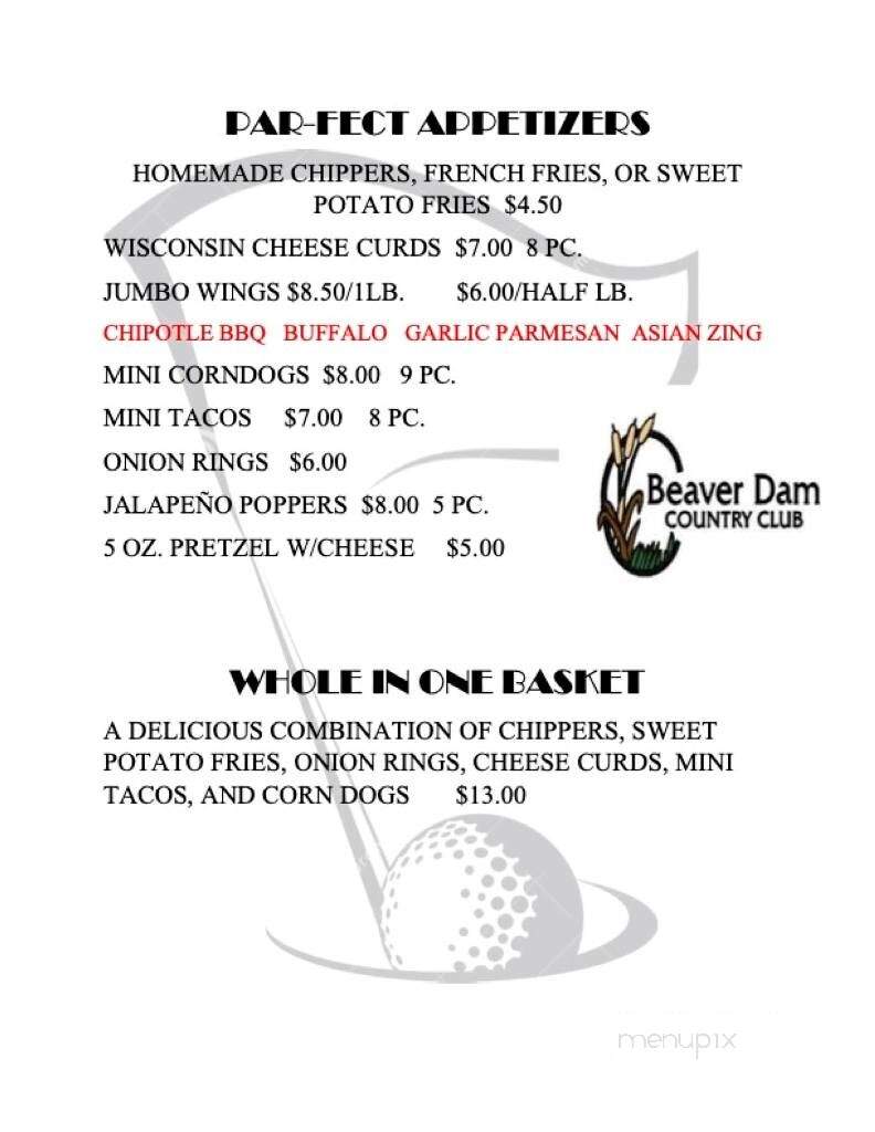 Beaver Dam Country Club - Beaver Dam, WI menu_pic