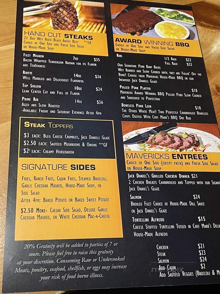 Mavericks Steaks & Cocktails - Deadwood, SD menu_pic