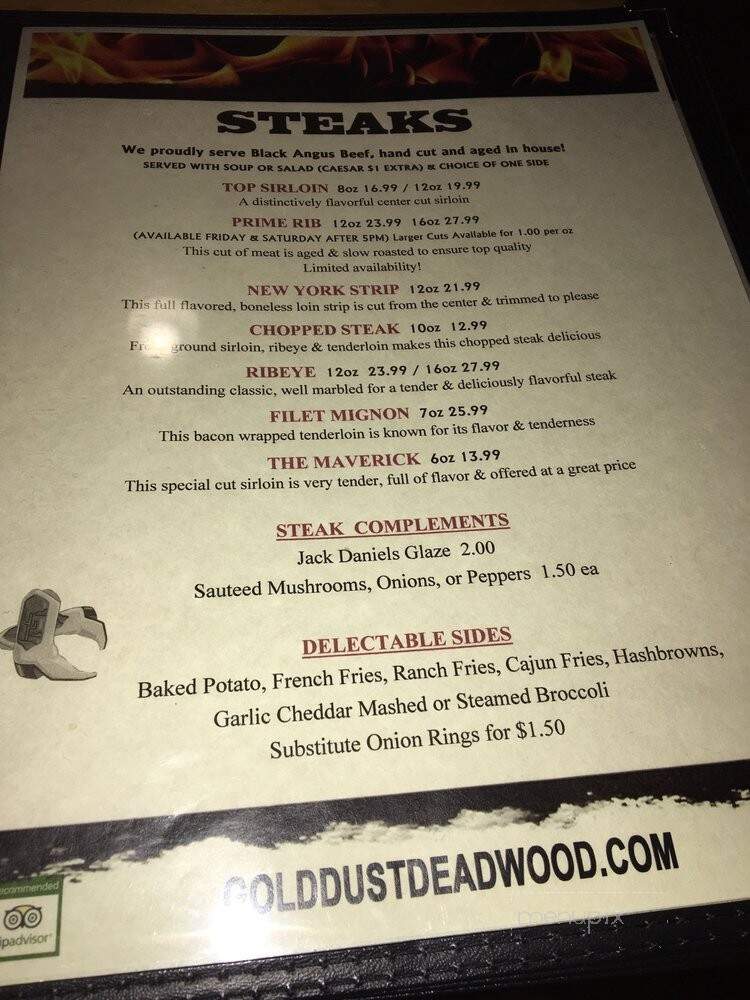Mavericks Steaks & Cocktails - Deadwood, SD menu_pic