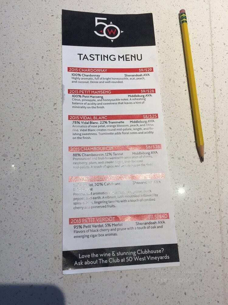 50 West Vineyard - Middleburg, VA menu_pic