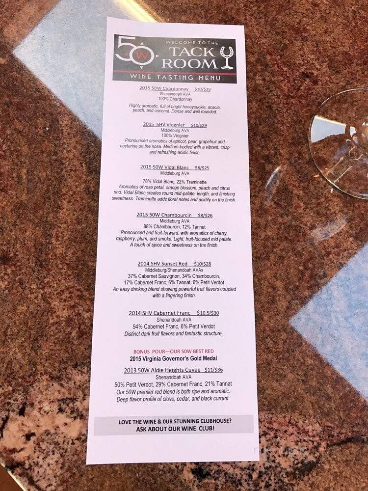 50 West Vineyard - Middleburg, VA menu_pic