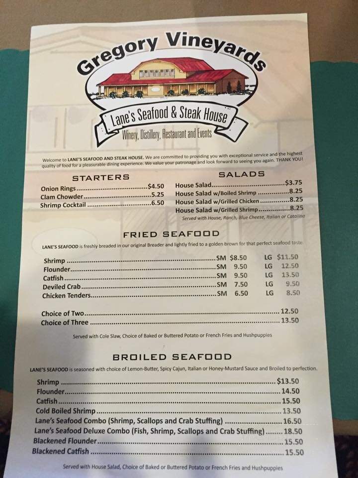 Gregory Vineyards - Angier, NC menu_pic